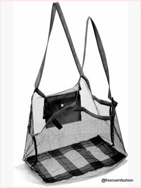 Foldable Mesh Beach Tote Bag for Travel & Pool, Large Capacity Sandproof Storage